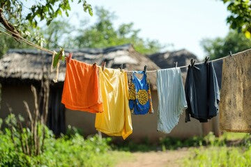 air drying laundry using bloop all natural laundry soap is environmentally friendly.