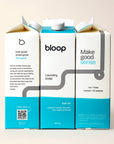 Image of Salt Air Natural Laundry Soap. Both side views and front view. 32 ounces. Information about Bloop's mission and QR code.