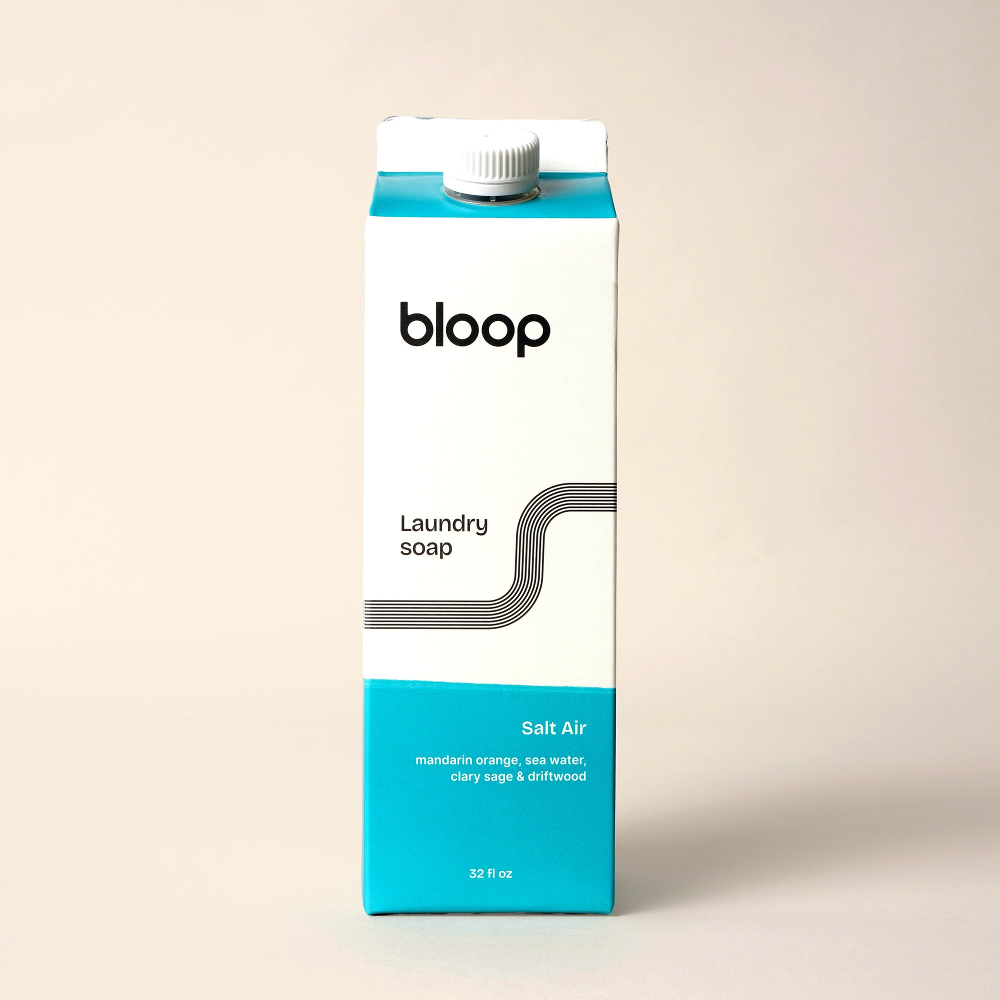 Front View of Salt Air Natural Laundry Soap. 32 ounces, plastic-free packaging.