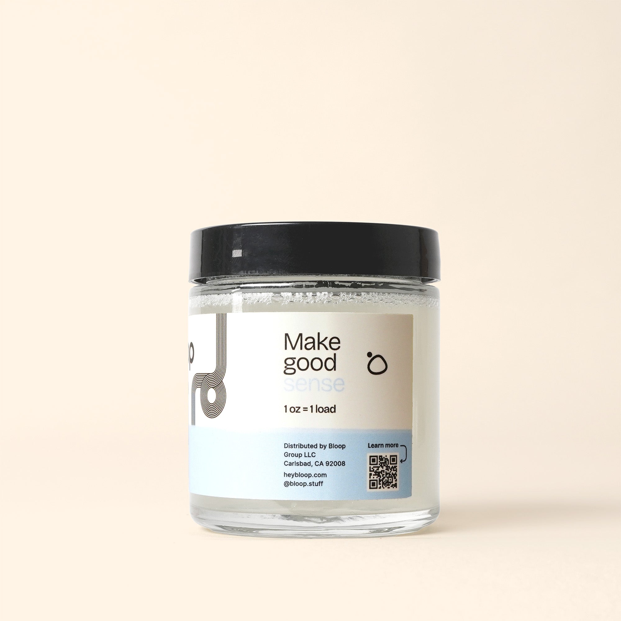 Side Image of Care Free Laundry Soap. 4 ounces. With QR code.