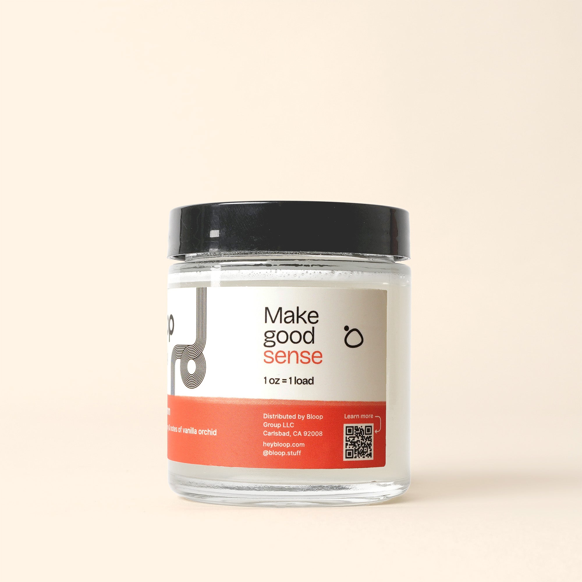 Side Image of Super Bloom Concentrated Laundry Soap. 4 ounces. With QR code.