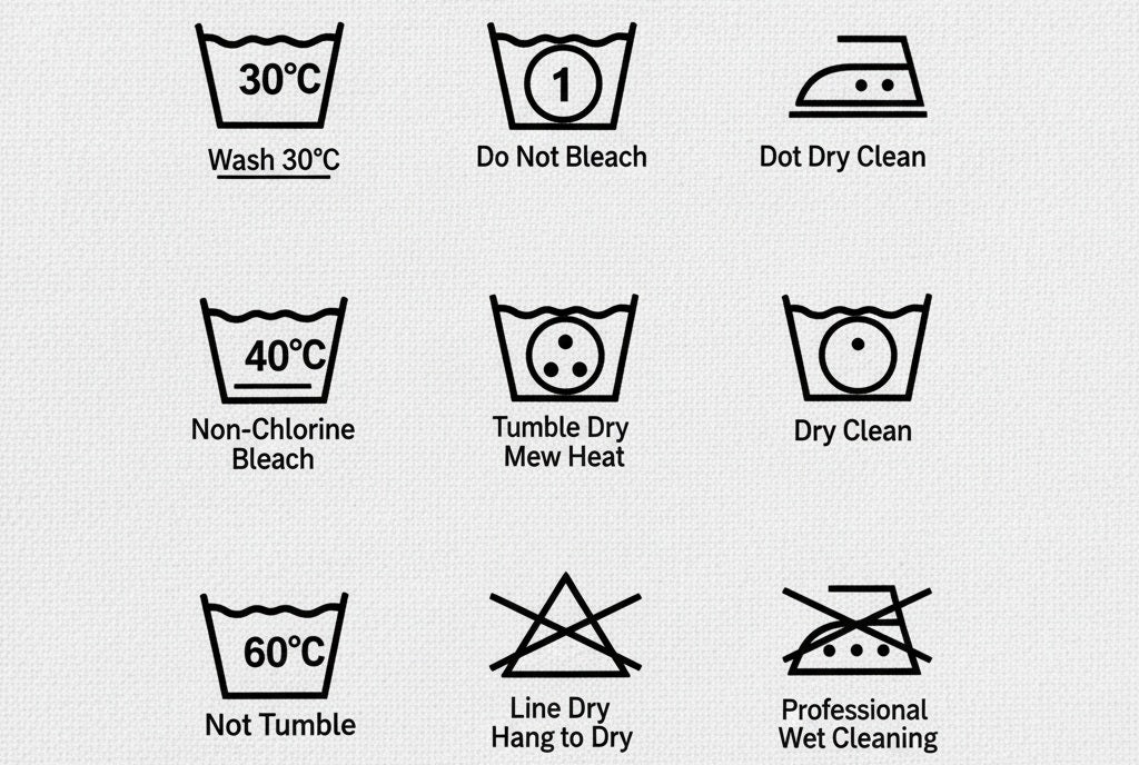laundry symbol meanings wash temperatures bleach or no bleach dry clean only
