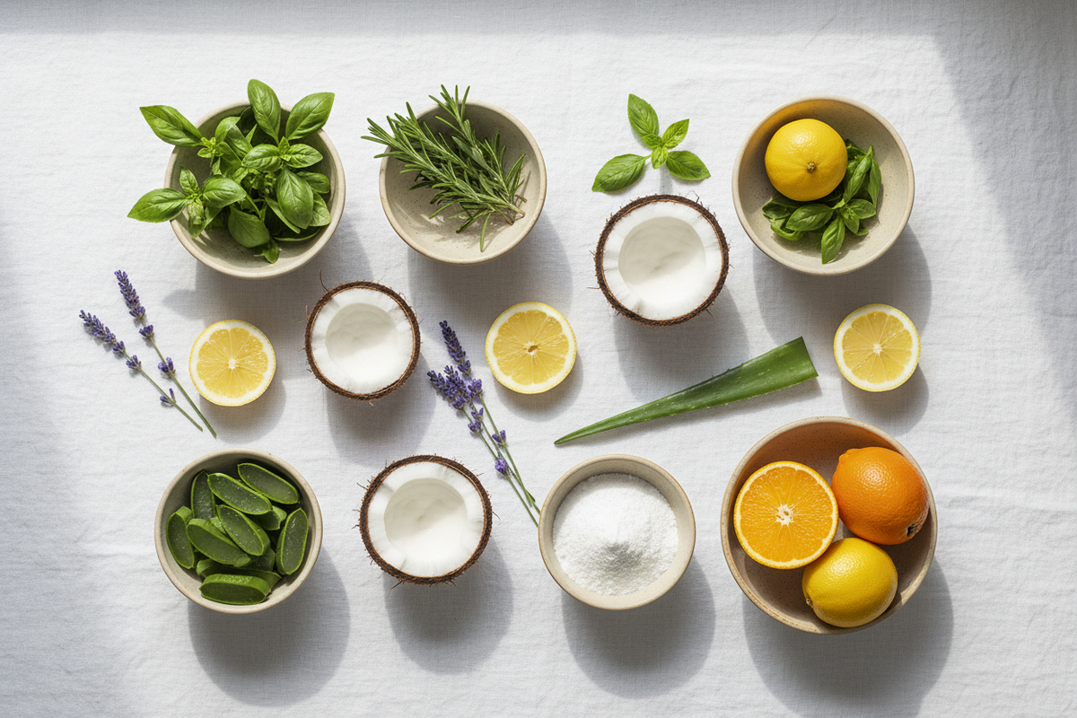 Organic plant based ingredients that go into natural laundry