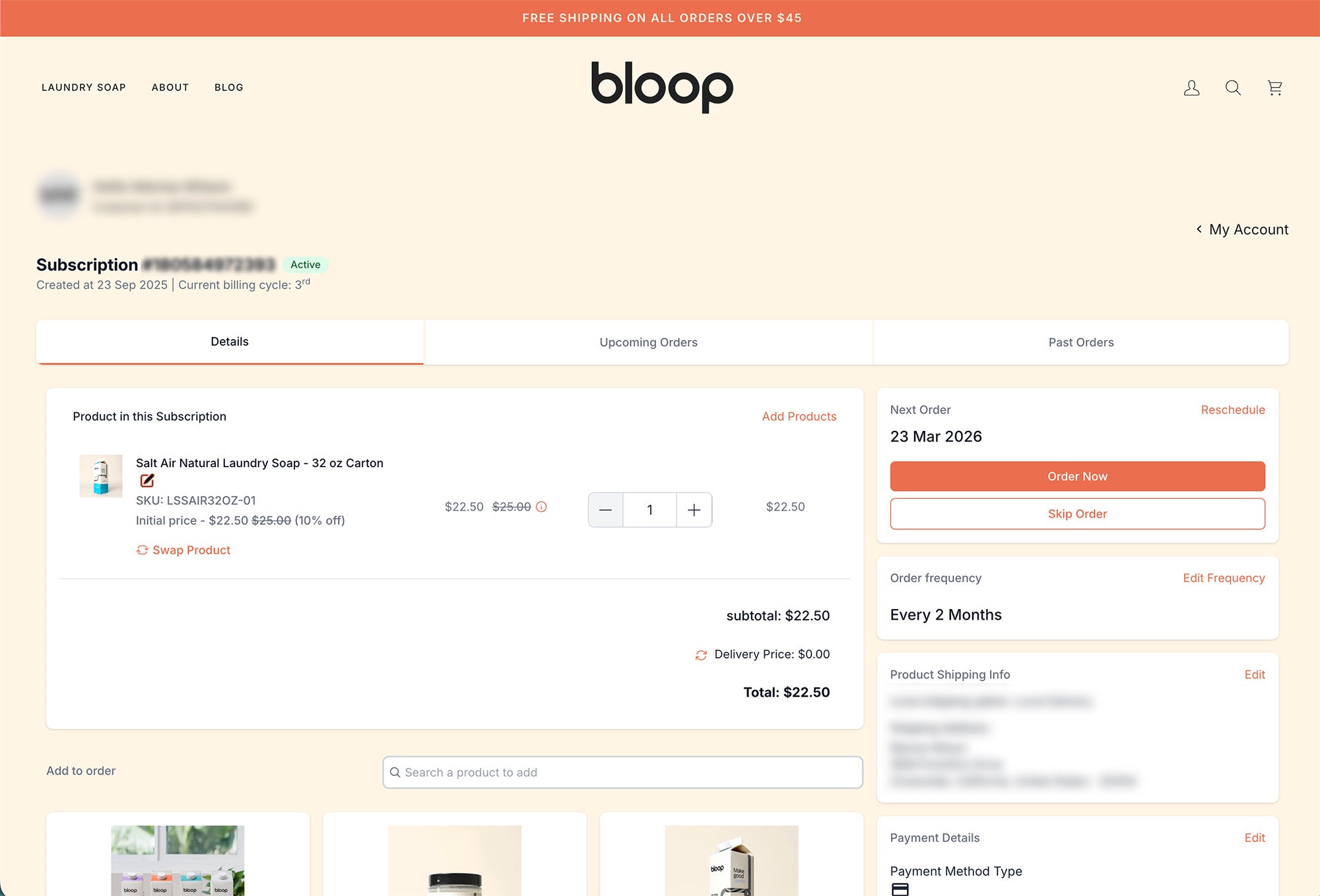 Image of cart checkout with Bloop subscription discount added.